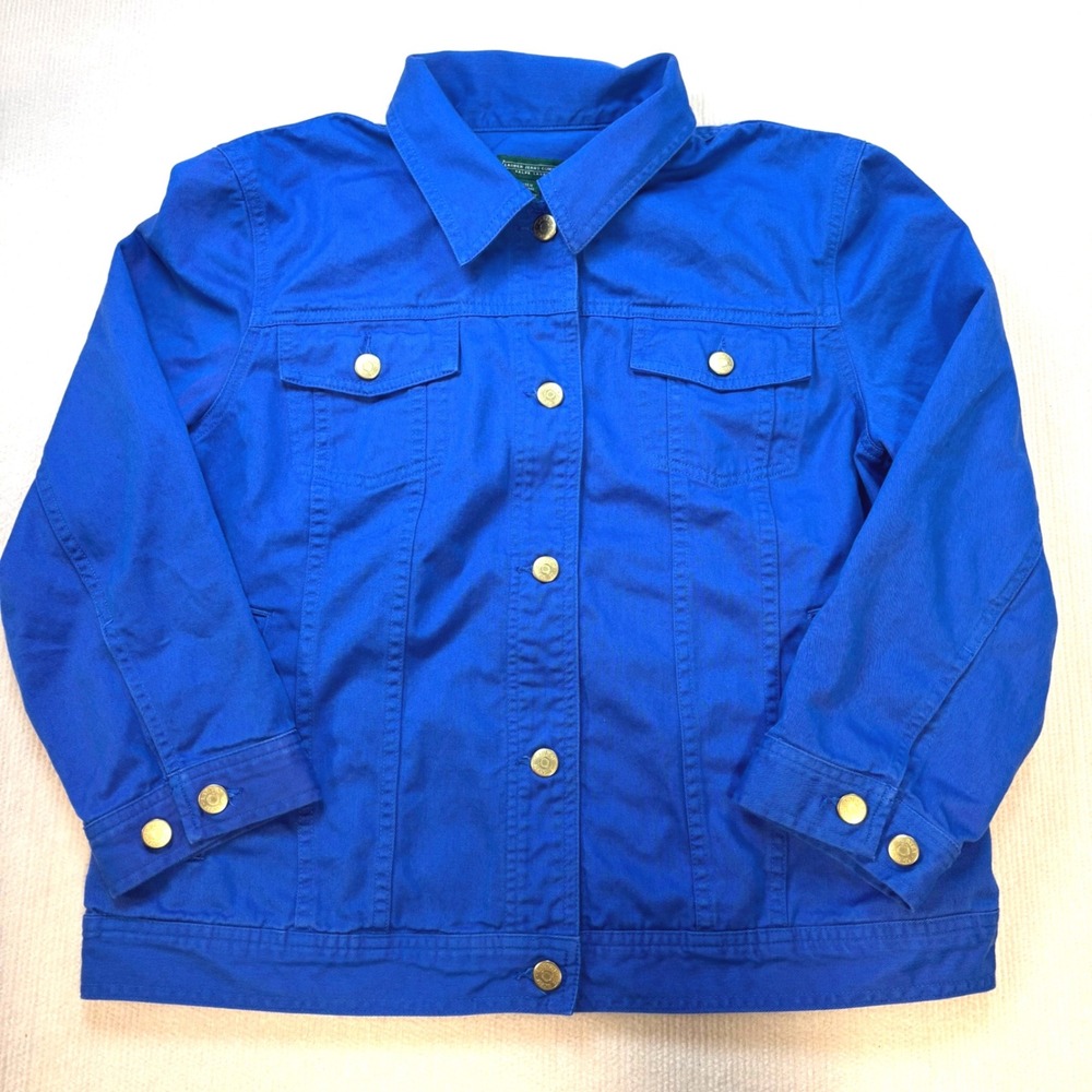 Lauren‎ Jeans Co Ralph Lauren Royal Blue Denim Trucker Jacket Womens Size L